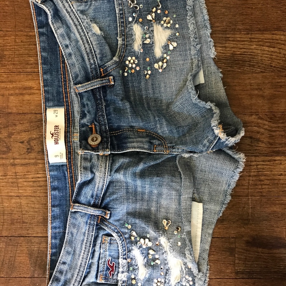 Beaded jean shorts
